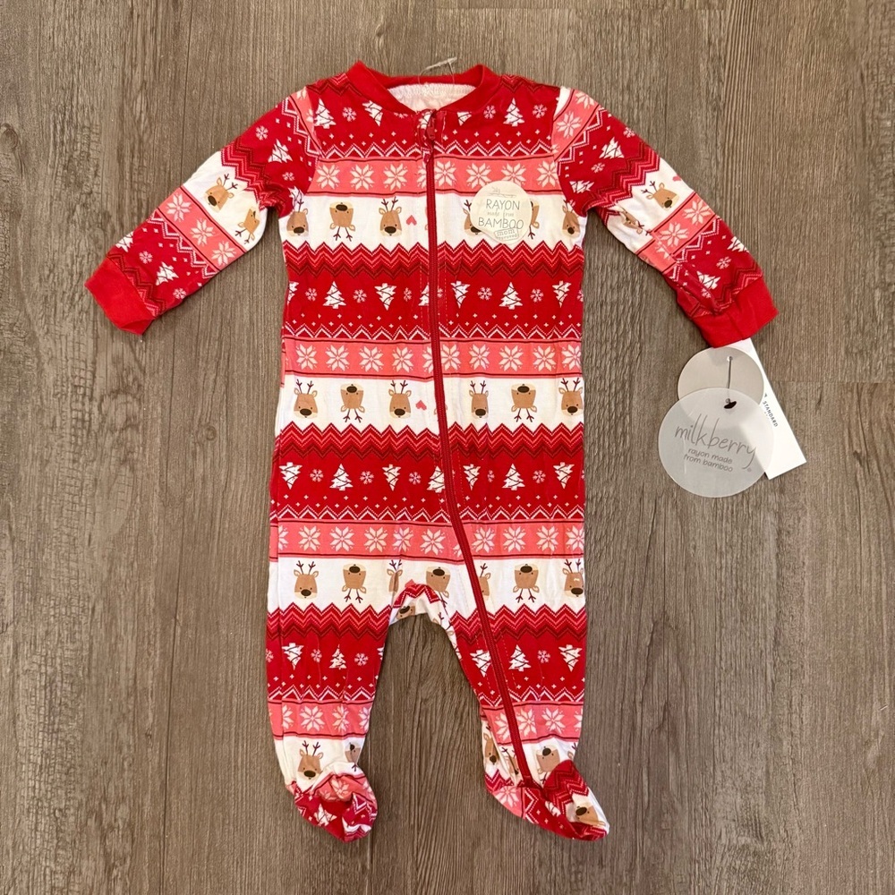 Milkberry Red and Pink Holiday Print Bamboo Sleeper